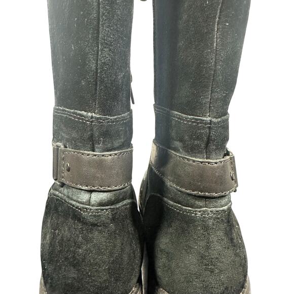 The North Face Black Leather Suede Combat Boots Women’s Sz 8.5 Lace-Up Mid-Calf - Picture 5 of 11